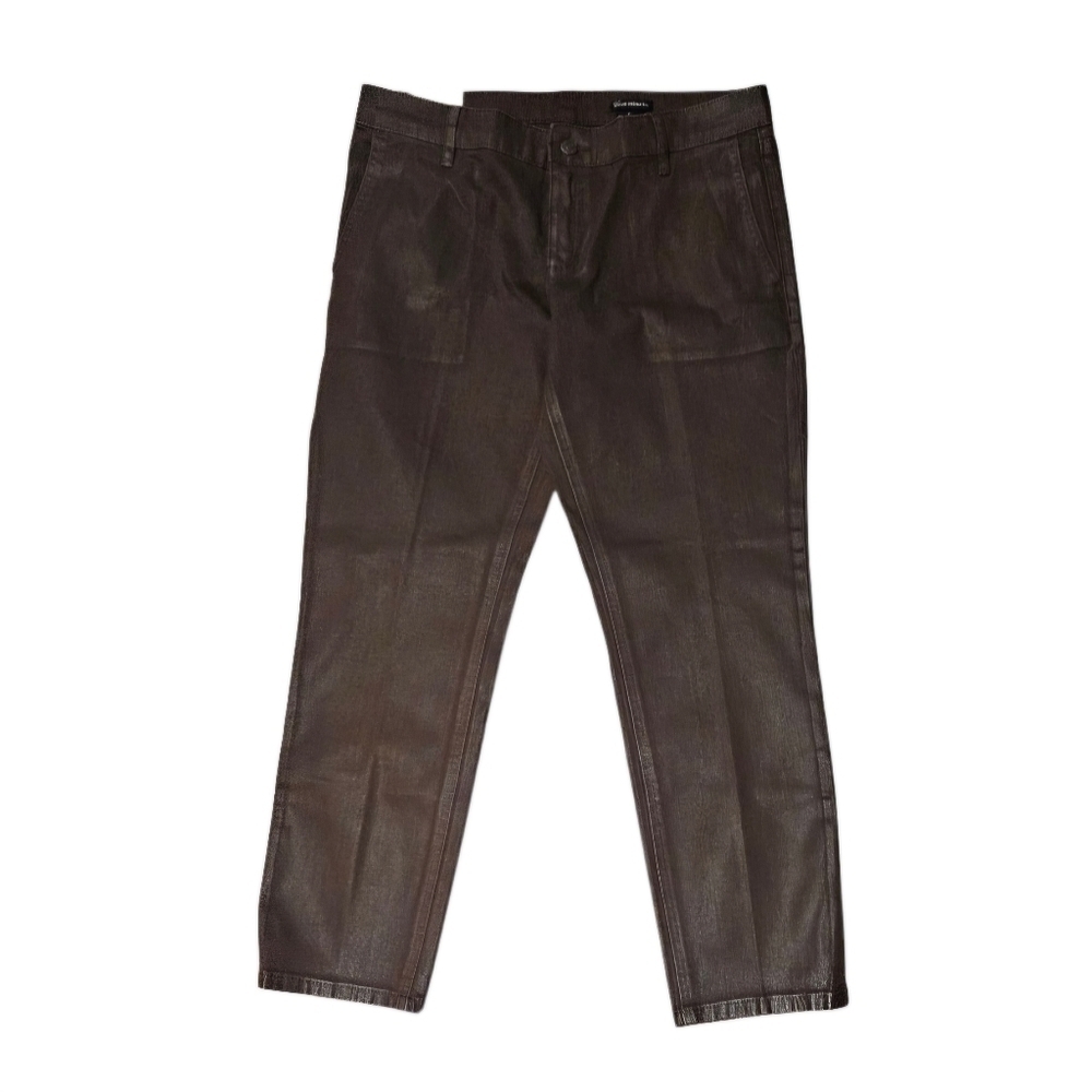 🔥NWT Club Monaco Benita Wax Coated Straight Leg Cropped Pants in Peat Moss 6 - Picture 2 of 8